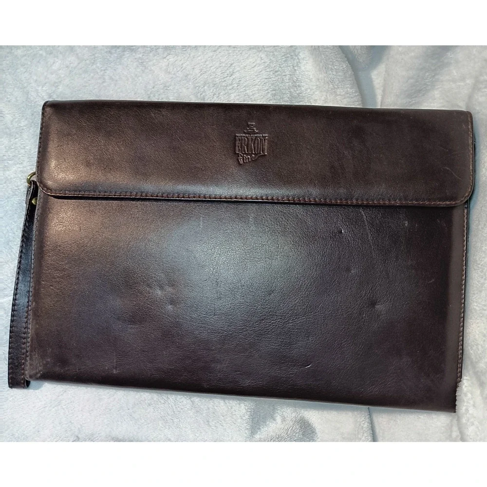 Leather Portfolio Organizer - Brown - Unbranded